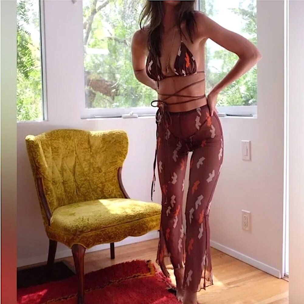 NWT INAMORATA Beachwood Mesh Pants in Floating Figure - Picture 6 of 11